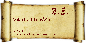 Nekola Elemér névjegykártya